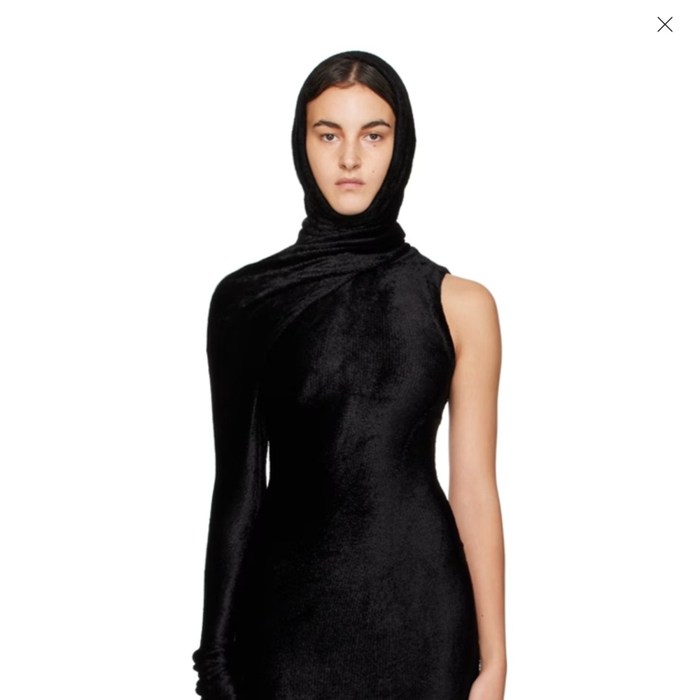 Alaïa Black Velvet hooded Dress FR 40 Runway Great deal Hooded asymmetric gown - Picture 11 of 12